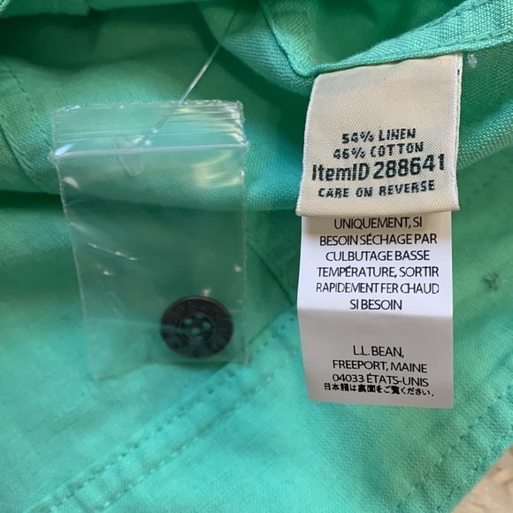 L.L. Bean sea foam mint green linen cotton button down spring jacket - Picture 5 of 6